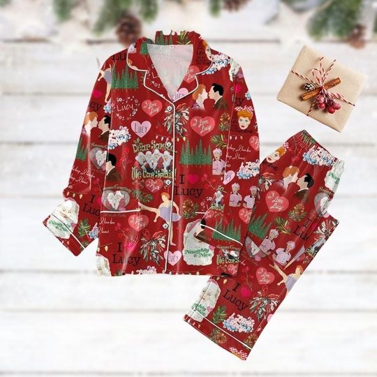 I Love Lucy Christmas Pajamas, I Love Lucy Xmas Pajamas, Lucy And Ricky Pajamas Set, I Love Lucy Holiday Pajamas, Xmas Gift