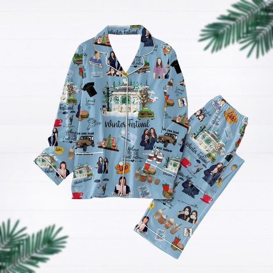 Christmas Gilmore Girls Pajamas, Stars Hollow Connecticut Pajamas Set, Luke's Diner Holiday Pajamas, Gilmore Girls Gift