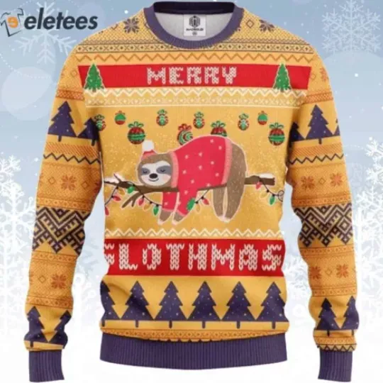 Merry Slothmas Sloth Lover Ugly Christmas Sweater WVOKBQ5D