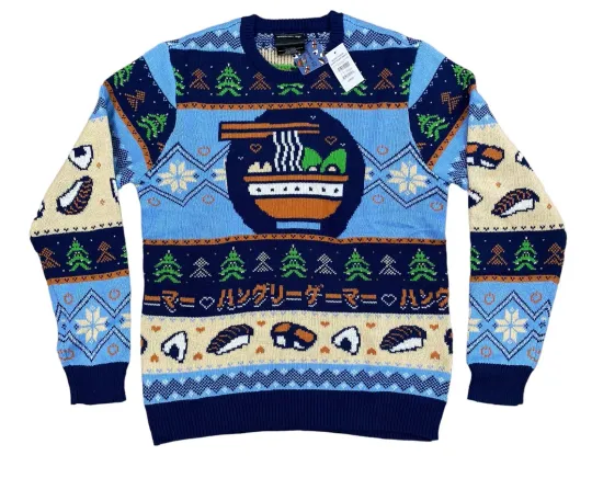 Discover Hunger Games Geeknet Ugly Holiday Sweater Blue Long Sleeves Crew Neck Mens L NWT