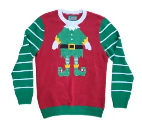Ugly Christmas Sweater Elf Body Mens Size Large Cotton Blend Style SYP6-1856BKOS