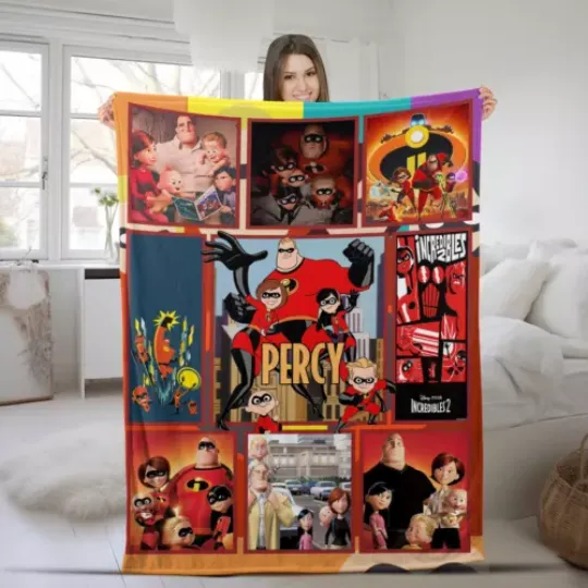 Personalized Disney The Incredibles Blanket, Custom Name Disney Incredibles