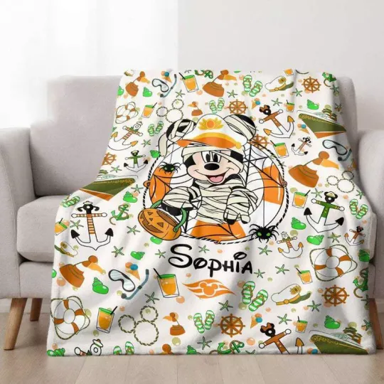 Personalized Mickey Mouse Mummy Halloween On The High Seas Cruise Line Blanket
