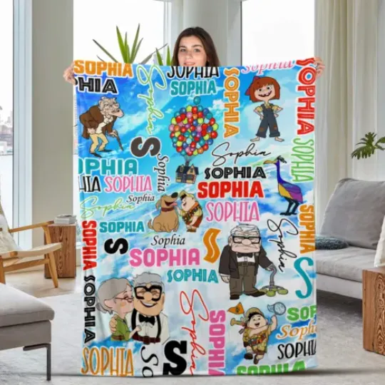 Personalized Disney Pixar Up Movie Blanket, Adventure Is Out There Carl and Elli