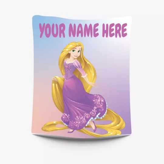 Personalized princess rapunzel Blanket with Name for Girl, Disney Princess