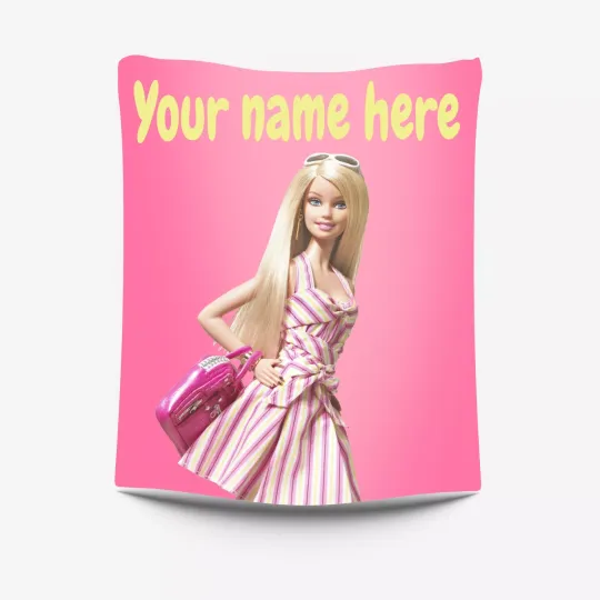 Personalized barbie  Blanket with Name for Girl, Disney Princess blankets