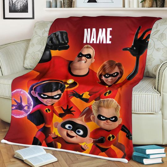 Personalized Disney The Incredibles Movie Blanket, Custom Name Disney Blanket