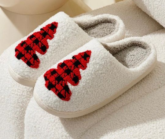 Christmas Tree Holiday Slippers, Womens House Shoes