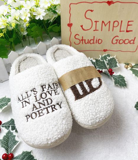 Cozy Halloween Slippers, Beige TS Slippers, Embroidered Slippers, Womens Slippers, Indoor Comfort Shoes, Halloween Gifts