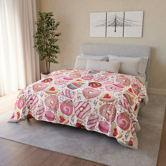 Sweet Treats Blanket, Winter Blanket, Holiday Fleece Blanket, Soft Winter Blanket, Valentine's Blanket Gift, Cupcakes Blanket, Cookies