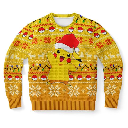 Pika Ugly Christmas Sweater, PKM Winter Christmas Sweatshirt, Xmas Holiday Gift For Pika Lovers, Alien, Spaceship Funny Sweater