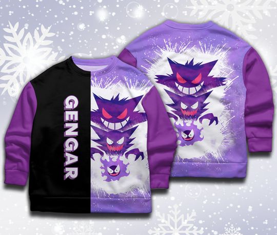 Gengar Sweatshirt Evolution Gengar Japanese Anime Sweatshirt Cute Gengar Shirt Gift