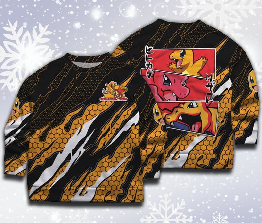Charmander Sweatshirt Evolution Charmander Japanese Anime Sweatshirt Cute Charizard Shirt Gift