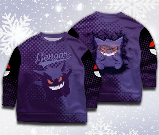 Gengar Sweatshirt Japanese Anime Sweatshirt Cute Gengar Shirt Gift