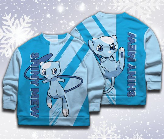 Mew Sweatshirt Japanese Anime Sweatshirt Shiny Mew Sweater Shirt Gift