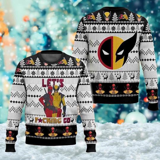 Deadpool And Wolverine Lets F*cking Co 2024 Ugly Christmas Sweater, Lets Go Deadpool Wolverine Xmas Sweatshirt, Christmas Gift