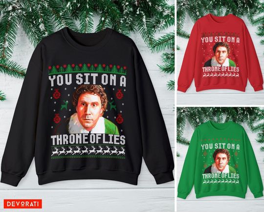 Funny Ugly Christmas Sweater - Buddy the Elf Sweater - Women Funny Crewneck Sweatshirt - Men Funny Sweater - Funny Christmas Gift