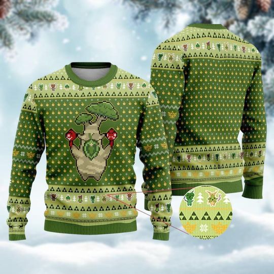 Zelda Korok Ugly Christmas Sweater, Legend Of Zelda Xmas Sweater, Flora Of Hyrule Christmas Sweatshirt, Korok Funny Sweater