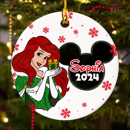 Personalized Little Princess Christmas Ornament, Mermaid Princess Customized 2024 Christmas Tree Decor, Ocean Princess Xmas Gift For Kid