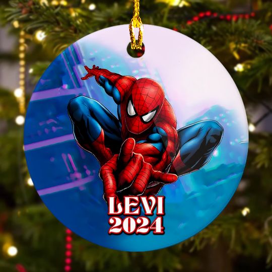 Personalized Spider Character Christmas Ornament, Funny Superhero Customized 2024 Christmas Tree Decor, Hero Movie Xmas Gift For Kid
