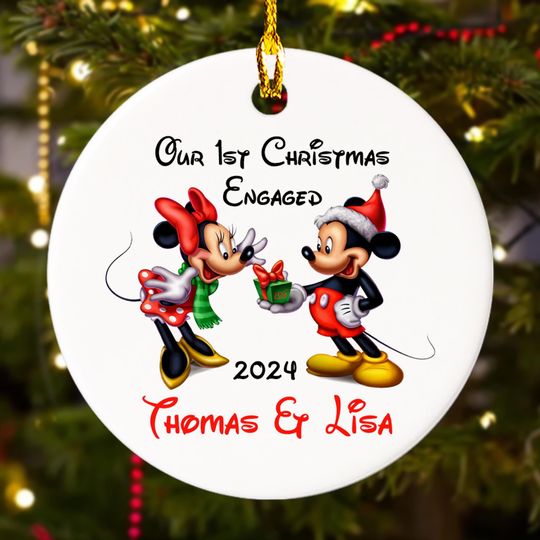 Personalized Mouse Couple Ornament, Our First Christmas Customized 2024 Christmas Tree Decor, Family Xmas Ornament, 1st Anniversary Gift