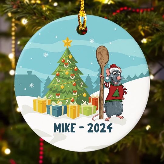 Personalized Mouse Chef Christmas Ornament, Custom Mouse 2024 Christmas Tree Decor, Mouse Chef Character Ornament Gift For Kid