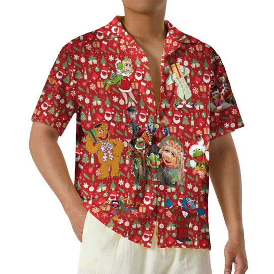 Funny the Muppets Show Christmas Shirt, Muppets Christmas Carol Hawaiian Shirts, Disneyland Disney World Button Up Shirt
