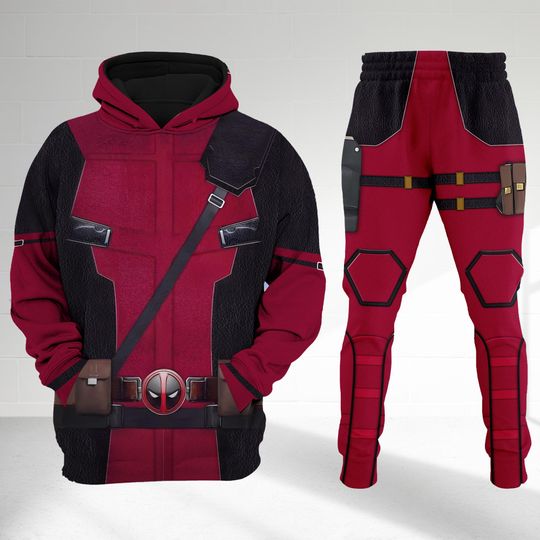 Deadpool 3D Costume Hoodie, Anti Hero Character Cosplay Costume Hoodie, Halloween 3D Cosplay Outfit, Movie Character All Over Print Shirt
