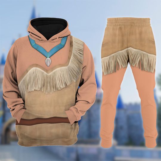 Pocahontas Halloween Costume Hoodie, Pocahontas Cosplay Costume Sweatshirt, Cartoon Princess Costume 3D Sweatshirt , All Over Print Outfit