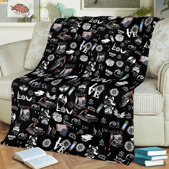 Supernatural Blanket, Castiel Blanket, Dean Winchester Blanket, Winchester Blanket, Sam Winchester Blanket, Winchester Brother Blanket