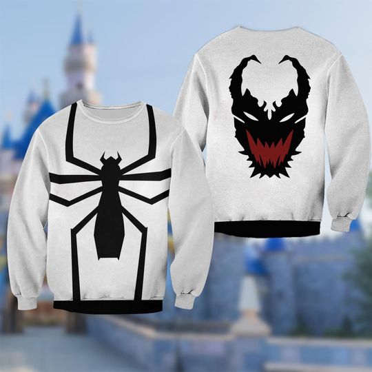 Venom 3D Halloween Costume Hoodie, Superhero Villain Cosplay Costume Sweatshirt, Symbiote 3D Cosplay Costume Clothing, All Over Print Hoodie