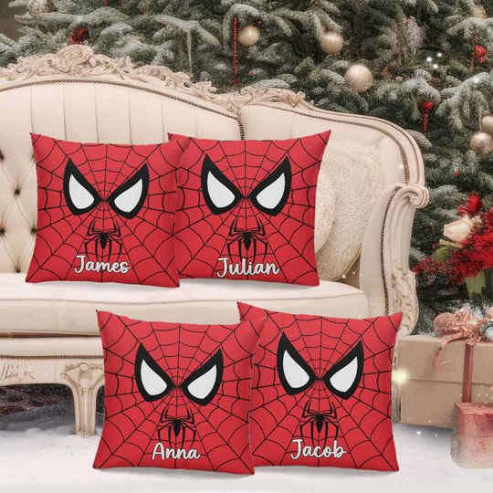 Spiderman Superhero Pillow Cover, Spiderman Movie Xmas Pillow, Spiderman Superhero Christmas Pillow, Spiderman Christmas Gift
