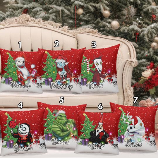 Ghost Santa Hat Pillow Cover, The Nightmare Before Xmas Pillow, Horror Cartoon Christmas Pillow, The Nightmare Before Christmas Gift