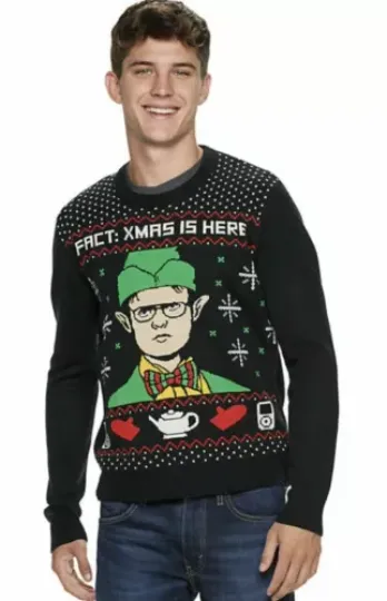 UGLY CHRISTMAS SWEATER THE OFFICE, DWIGHT THE ELF MENS SIZE MEDIUM New With Tags