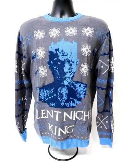 HBO GAME OF THRONES "Silent Night King" Ugly Christmas Sweater Men's Size L NEW