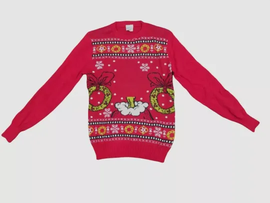 $40 Seuss Geisel Men's Red The funny character Ugly Christmas Sweater 3D Plush Head Size M