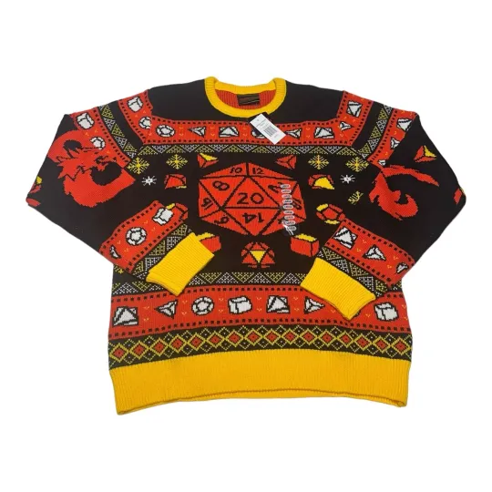 Dungeons And Dragons Ugly Christmas Sweater Mens L - Gamestop Xmas NEW