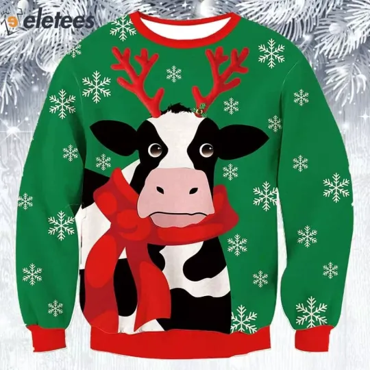 Dairy Cow Ugly Christmas Sweater WT4W8V0C