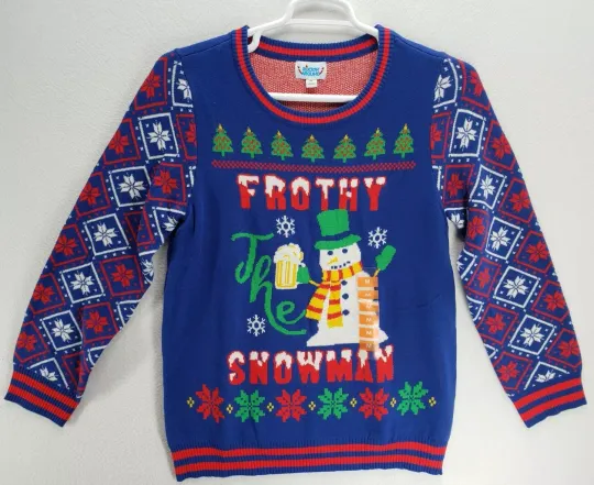 Rockin Around Christmas Sweater "Frothy the Snowman" Men's Medium Ugly Sweater