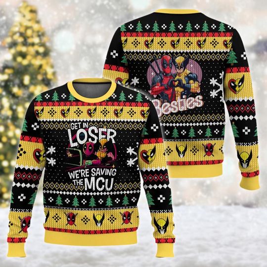 Get in Loser Deadpool Wolverine Ugly Sweater, Superhero Ugly Christmas Sweater, Xmas Sweatshirt, Christmas Gift for men Women kid