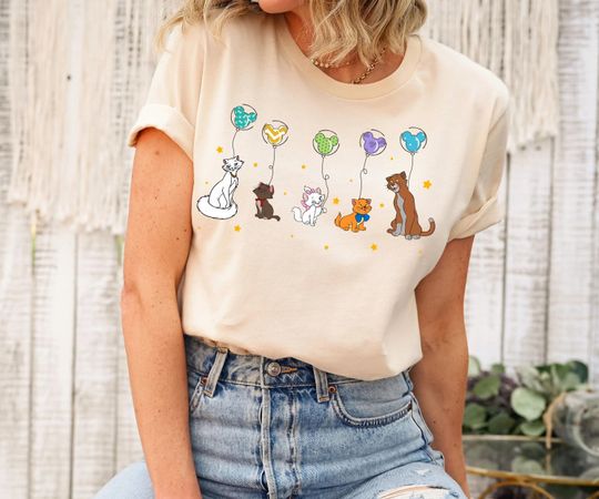 Retro Aristocats Disney World Shirt Balloon Shirt The Aristocats Characters Shirt Magic Kingdom Tee Great Gift Ideas Men Women
