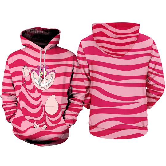 Cheshire Cat Costume 3D Full Over Print Hoodie | Alice in Wonderland Cosplay Shirt | Magic Kingdom Halloween Outfit Hoodie