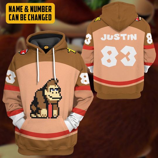 Donkey Kong Rollers Custom Name 3D Full Over Print Hoodie | Donkey Kong Super Mario Hoodie | Mario Bros Hoodie