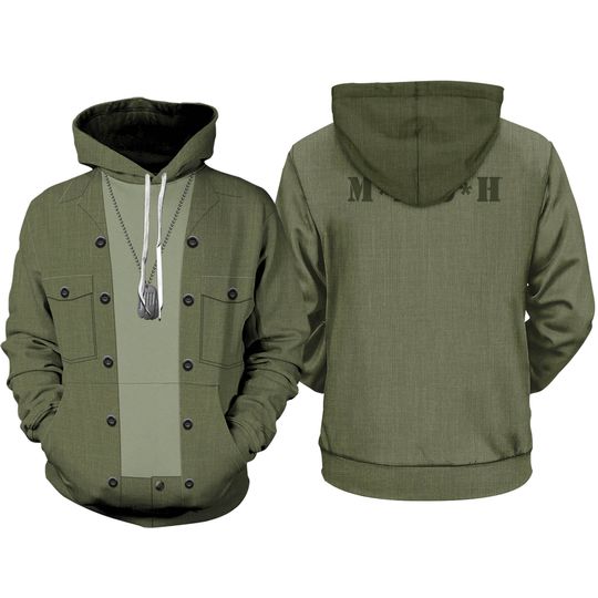 MASH Costume 3D Full Over Print Hoodie | Hawk Eye Pierce Cosplay Shirt | Hawkeye Pierce Costume Hoodie