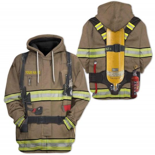 Firefighter Uniform Full Over Print 3D Hoodie | Firefighter Cosplay Shirt | Fireman Hoodie