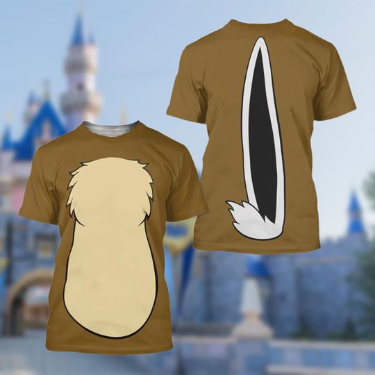 Chip N Dale Costume T-Shirt, Chip Rescue Rangers Cosplay Costume Tee, Chip And Dale Character All Over Print Shirt, Halloween 3D T-Shirt