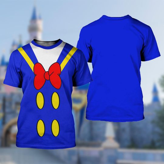 Donald Duck Costume T-Shirt, Mickey And Friend Cosplay Costume Tee, Halloween All Over Print 3D Shirt, Donald Duck Character Cosplay 3D Tee
