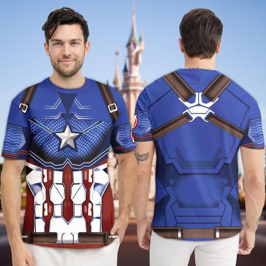 US Captain Costume 3D Shirt, Captain Hero Armor Suit, Superhero Halloween Cosplay 3D Outfits, US Hero Men Costume, Super Soldier Shirt