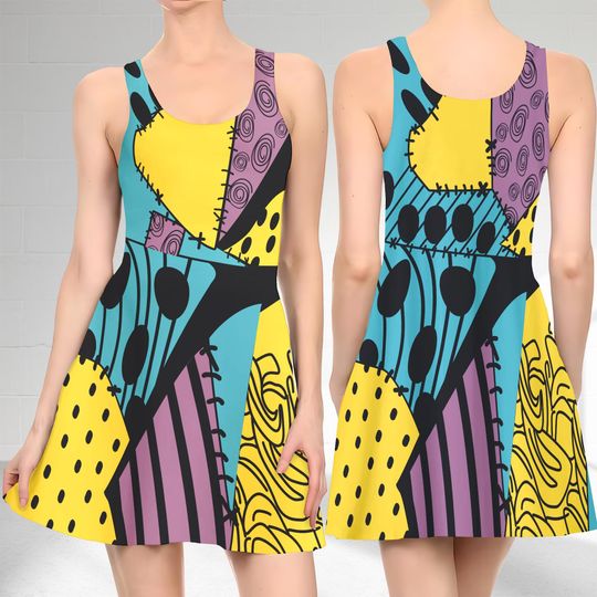 Sally Doll 3D Cosplay Costume Skater Dress, The Nightmare Before Christmas And Dress, Sally Doll Halloween Horror Mom Daughter Dress