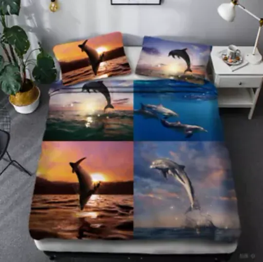 Sea World Of Dolphins Duvet Quilt Cover Single Cool And Smooth Bedding Set